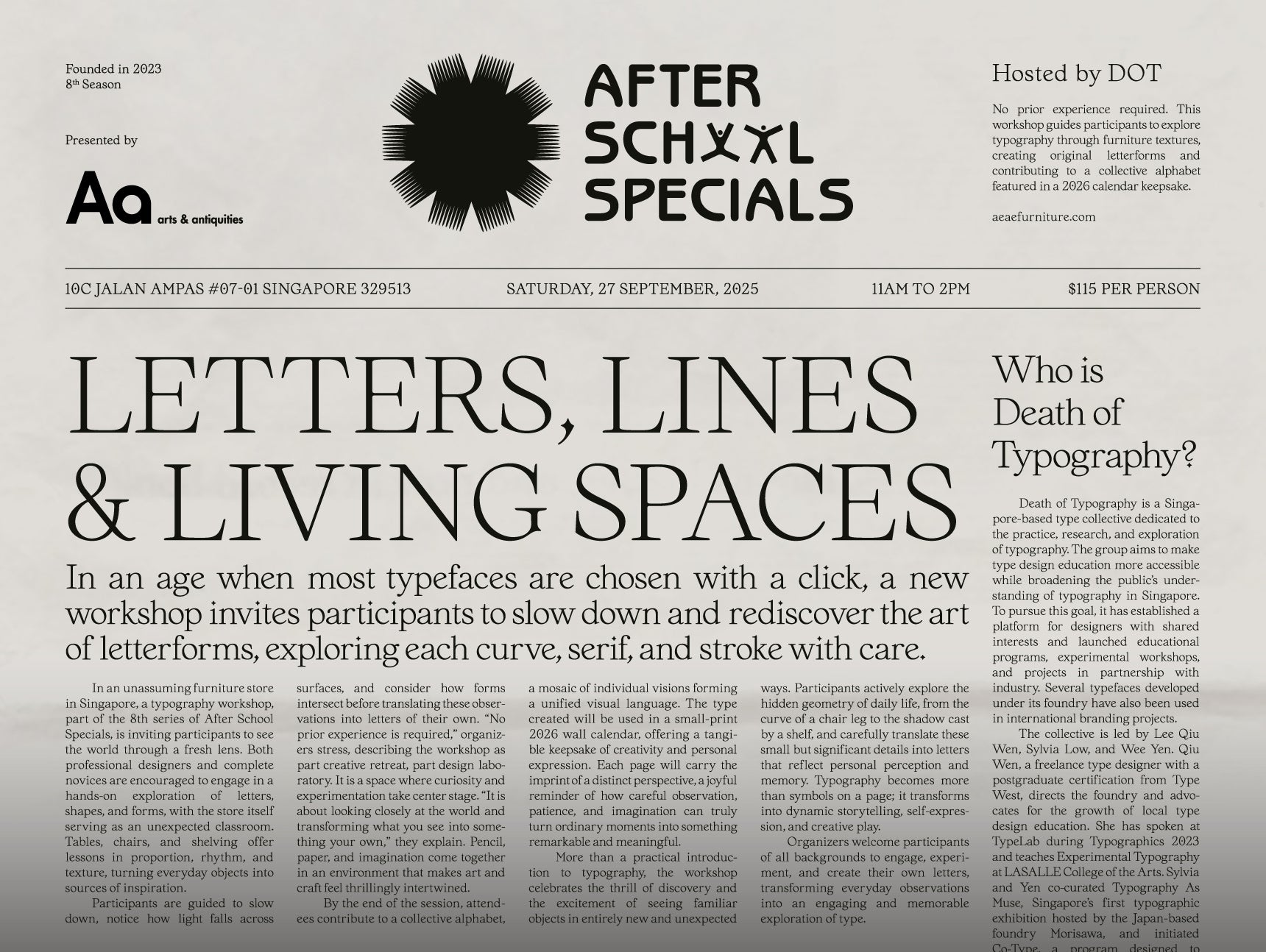 Letter, Lines & Living Spaces: A Typography Workshop