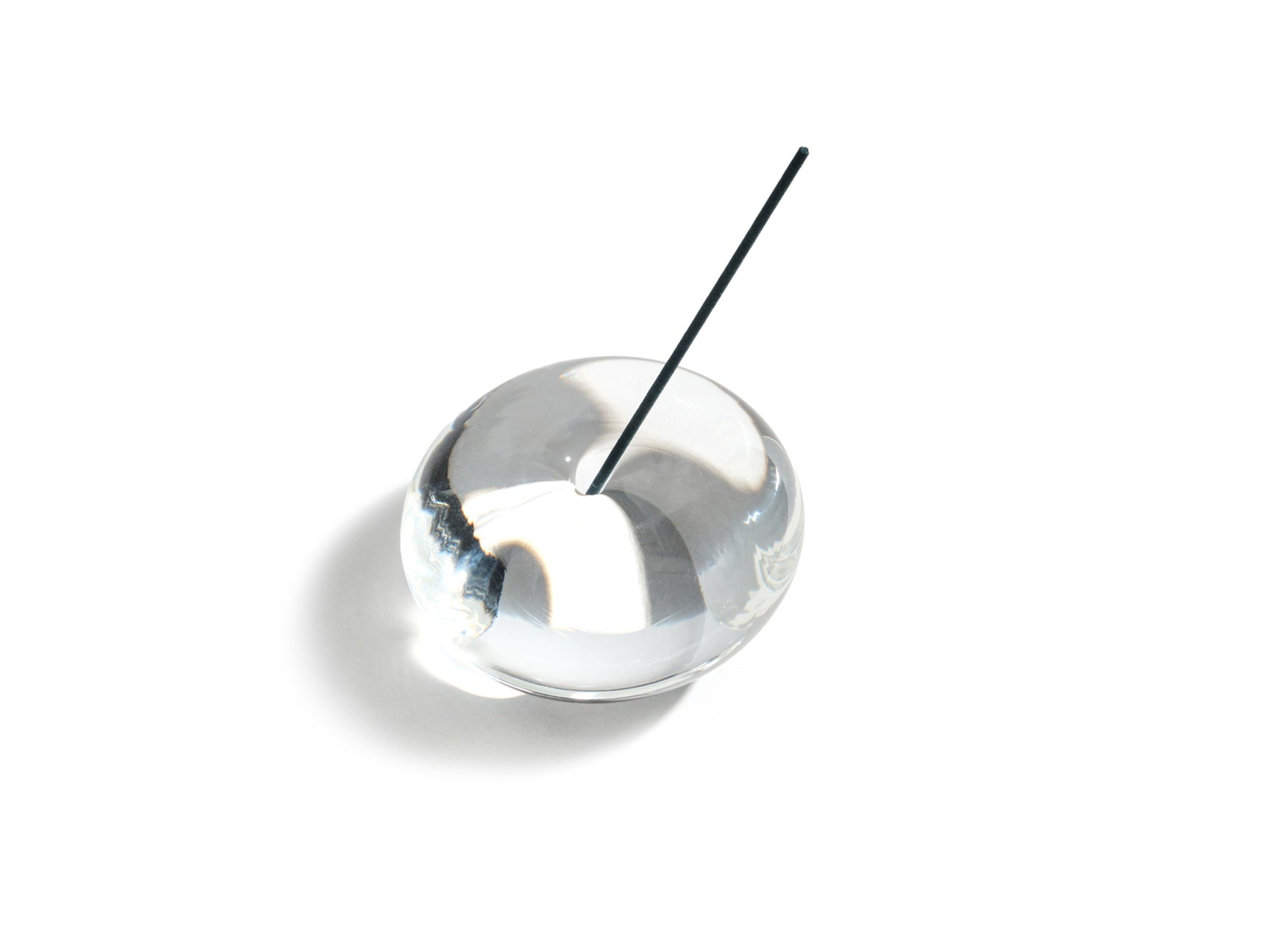 Glass Pebble Incense Holder - Clear