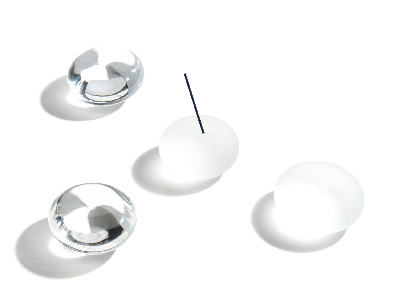 Glass Pebble Incense Holder - Clear