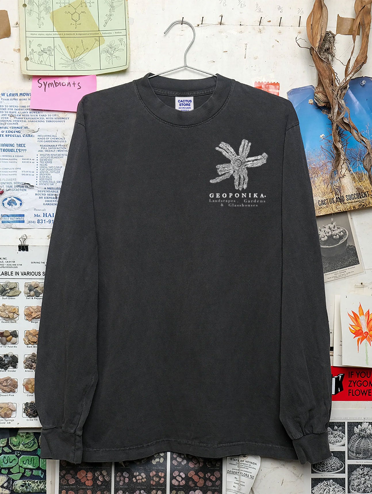 Geoponika Atami Garden LS T-Shirt - Washed Black